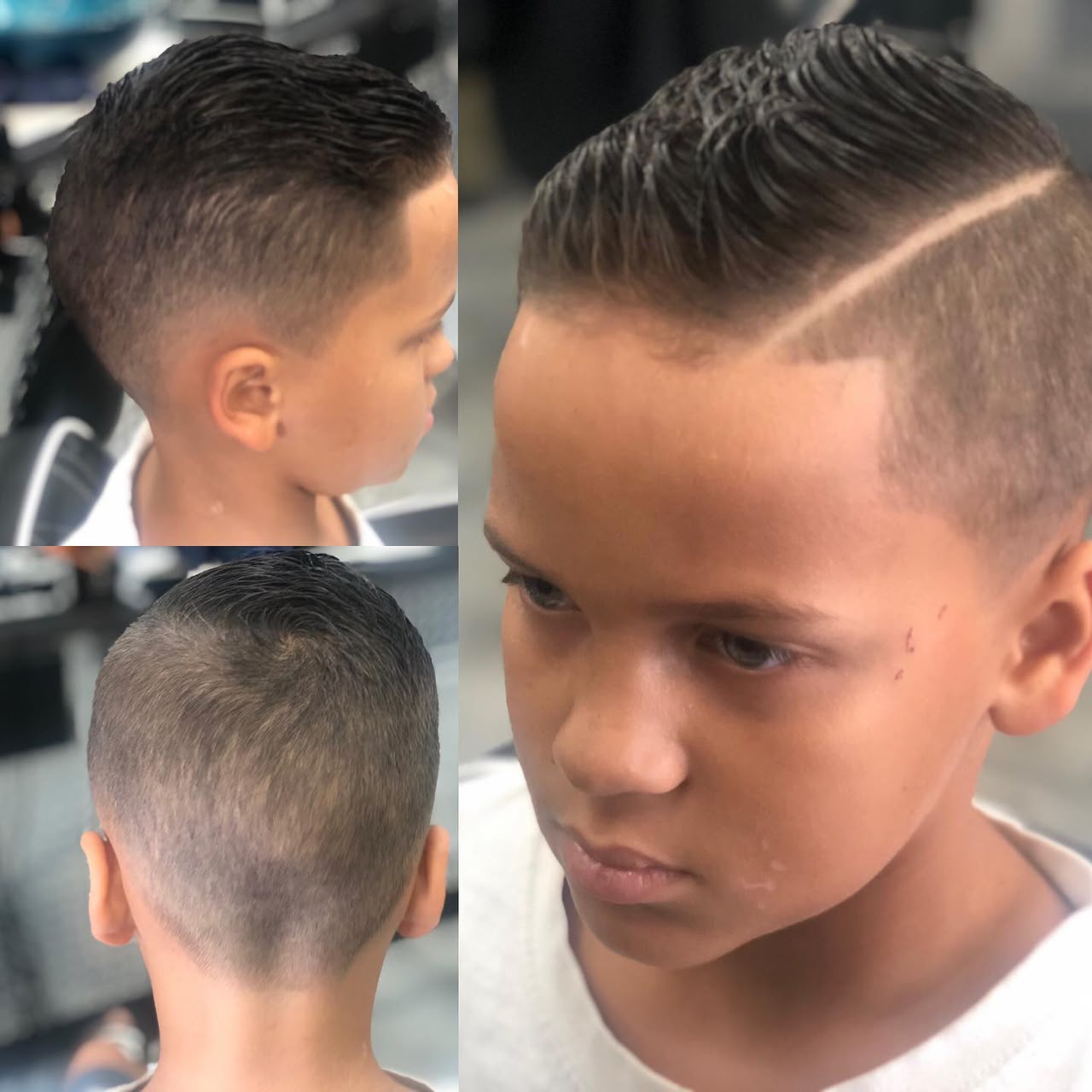 Kids comb over taper fade